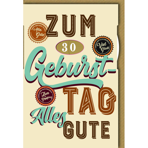 Zahlengeburtstag Drehzahl Glückwunschkarte mit Briefumschlag Große Letter