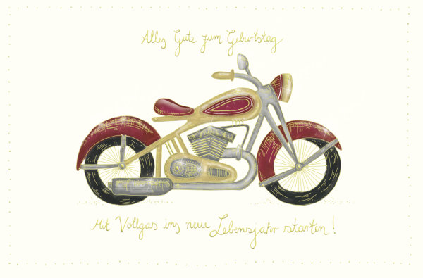 Geburtstag Skorpions Art - Karte mit Umschlag - Motorrad - mit Goldfolie