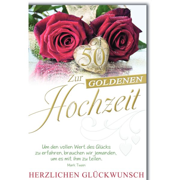 Goldhochzeit Glückwunschkarte mit Briefumschlag Rote Rosen