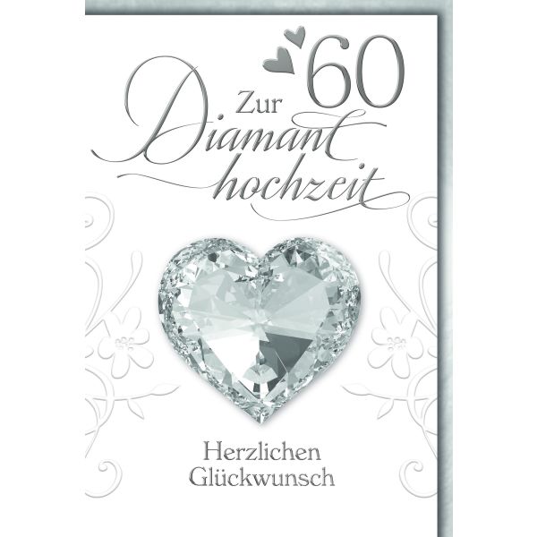 Diamanthochzeit Glückwunschkarte mit Briefumschlag Diamantenes Herz