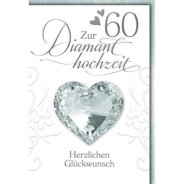 Diamanthochzeit Glückwunschkarte mit Briefumschlag Diamantenes Herz
