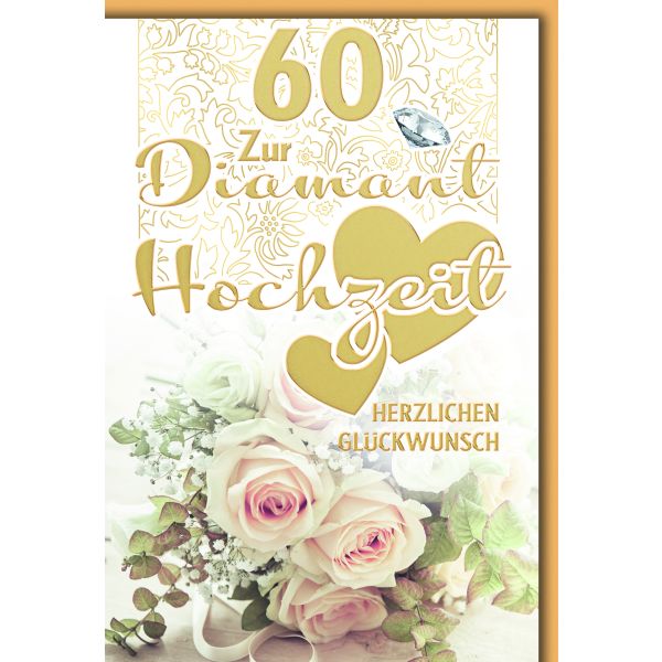Diamanthochzeit Glückwunschkarte mit Briefumschlag Rosenbouquet
