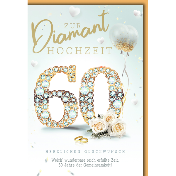 Diamanthochzeit Glückwunschkarte mit Briefumschlag Diamantene 60