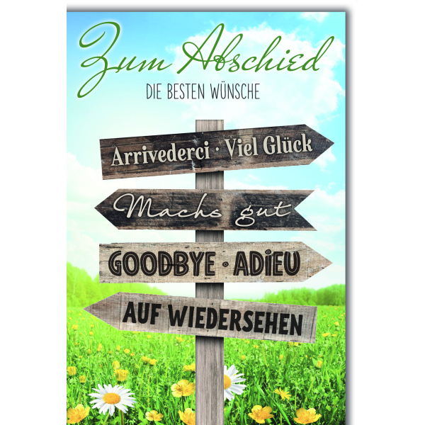 Abschied Grußkarte mit Briefumschlag Wegkreuzung