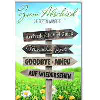 Abschied Grußkarte mit Briefumschlag Wegkreuzung