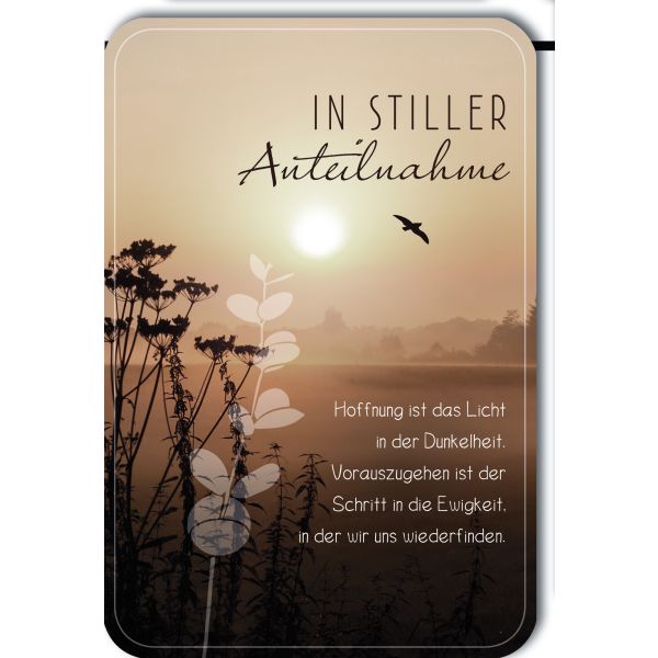 Trauer Beileid Kondolenzkarte mit Umschlag In stiller Anteilnahme, Gräser und Vogel