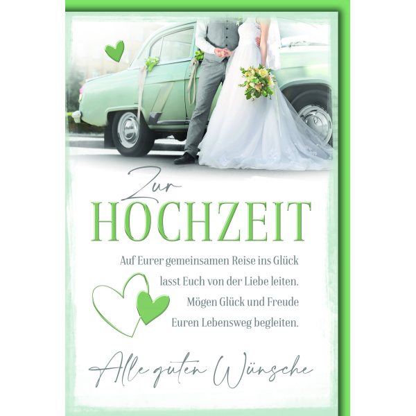 Hochzeit Glückwunschkarte mit Briefumschlag Paar vor Oldtimer