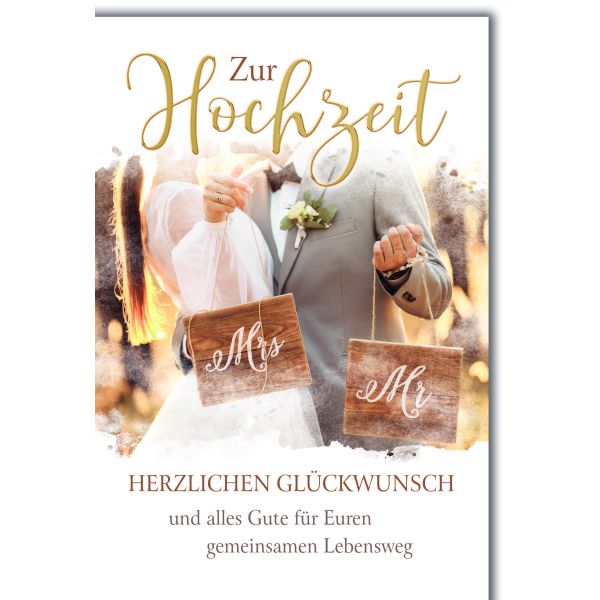 Hochzeit Glückwunschkarte mit Briefumschlag Mr & Mrs