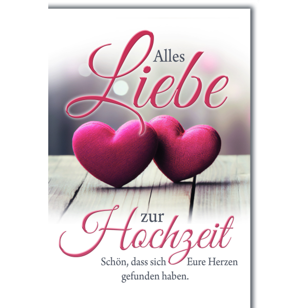 Hochzeit Glückwunschkarte mit Briefumschlag Alles Liebe mit roten Herzen