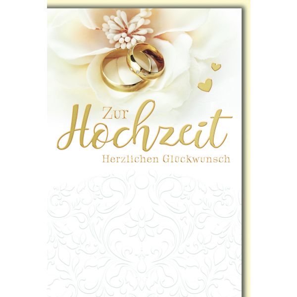Hochzeit Glückwunschkarte mit Briefumschlag Eheringe Gold