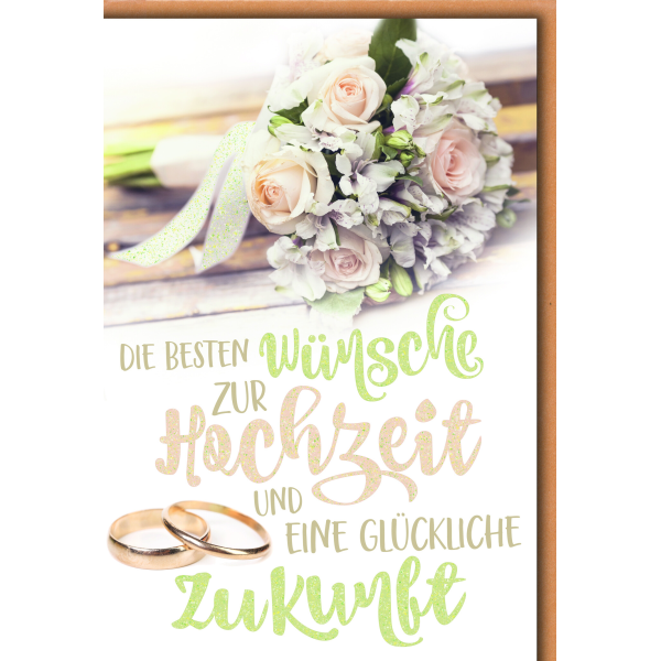 Hochzeit Glückwunschkarte mit Briefumschlag Rosen und Ringe