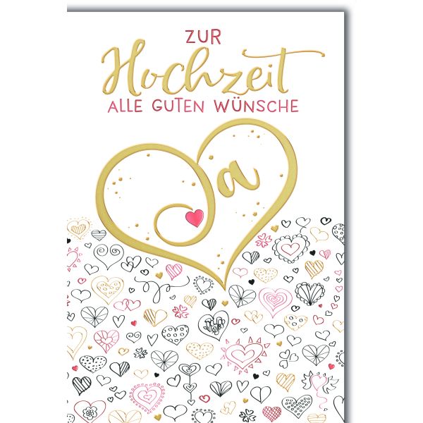 Hochzeit Glückwunschkarte mit Briefumschlag Herzen verschieden gezeichnet
