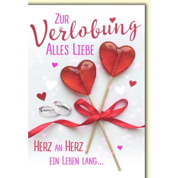 Verlobung Glückwunschkarte mit Briefumschlag Herzlutscher