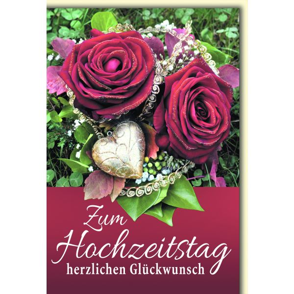 Hochzeitstag Glückwunschkarte mit Briefumschlag Rosen mit Glitzer