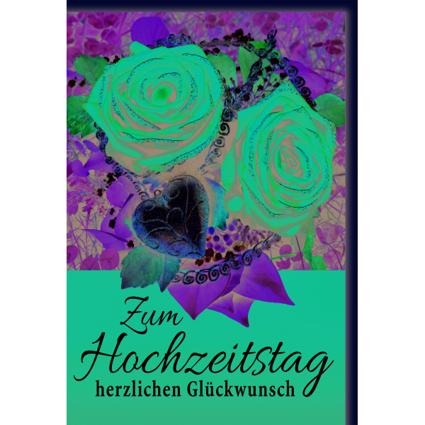 Hochzeitstag Glückwunschkarte mit Briefumschlag Rosen mit Glitzer