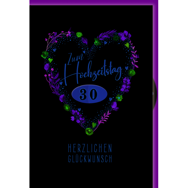 Hochzeitstag Glückwunschkarte mit Briefumschlag Drehrad, Zartes Herz aus Blumen