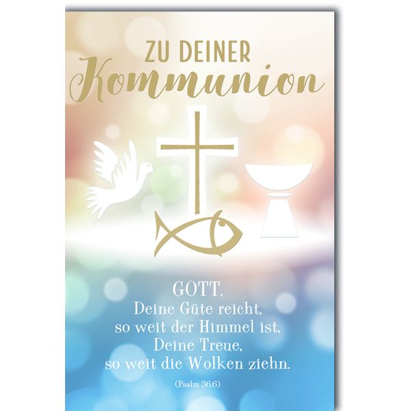 Kommunion Glückwunschkarte mit Briefumschlag Christliche Symbole