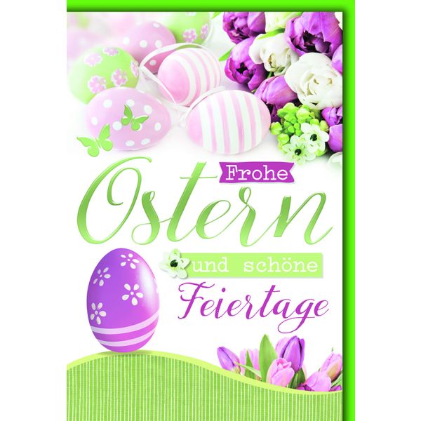 Ostern Grußkarte mit Briefumschlag Eier und Tulpen