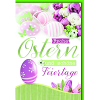Ostern Grußkarte mit Briefumschlag Eier und Tulpen