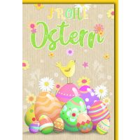 Ostern Grußkarte mit Briefumschlag Bunte Eier