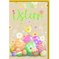 Ostern Grußkarte mit Briefumschlag Bunte Eier