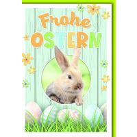 Ostern Grußkarte mit Briefumschlag Hase und Eier in...