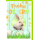 Ostern Grußkarte mit Briefumschlag Hase und Eier in Grüntönen