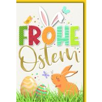 Ostern Grußkarte mit Briefumschlag Eier und Hase im...