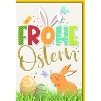 Ostern Grußkarte mit Briefumschlag Eier und Hase im...