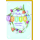 Ostern Grußkarte mit Briefumschlag Bunte Wimpelkette und Tulpen