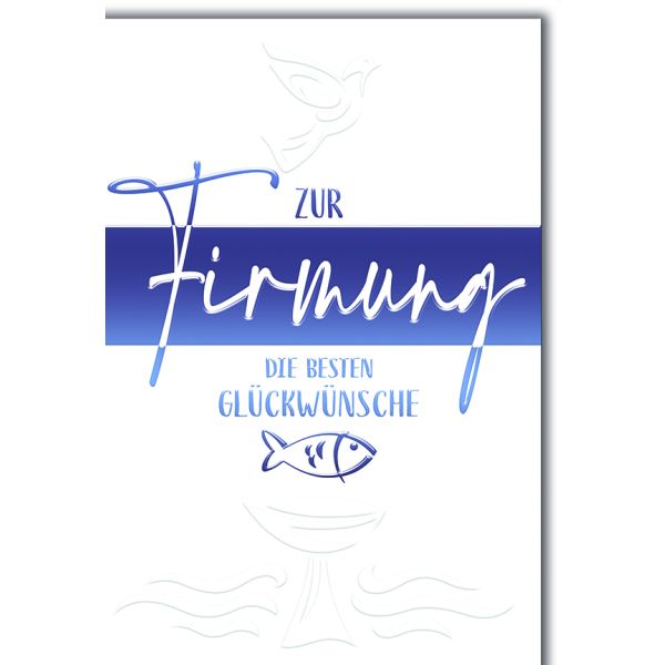 Firmung Glückwunschkarte mit Briefumschlag Symbole in weiß und marine