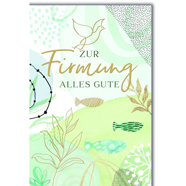 Firmung Glückwunschkarte mit Briefumschlag Fische und Pflanzen