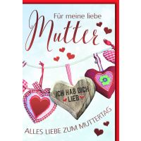Muttertag Grußkarte mit Briefumschlag Herzenkette