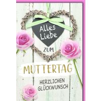 Muttertag Grußkarte mit Briefumschlag Rosen und Herz