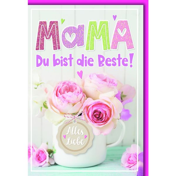 Muttertag Grußkarte mit Briefumschlag Rosen in pastell