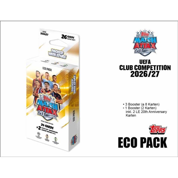 Topps UEFA Match Attax Champions League 2026/27 Eco-Pack 24 Cards und mehr