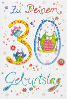 30. Geburtstag - 4 Styles - Glückwunschkarte im Format 11,5 x 17 cm mit Umschlag – Zu deinem 30. Geburtstag – BSB