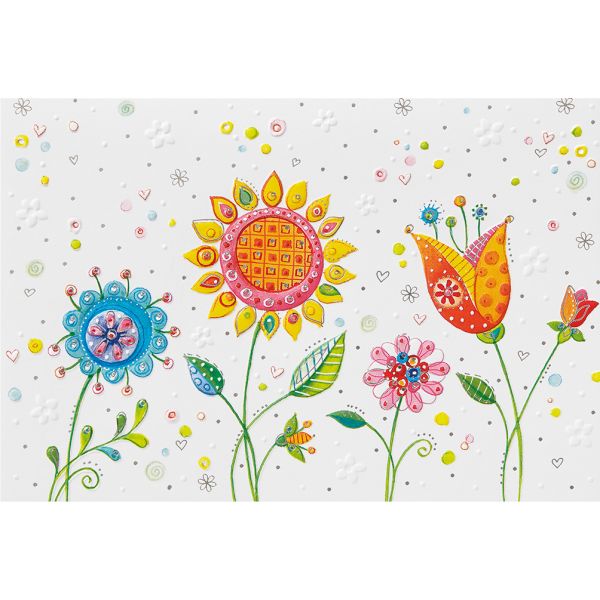 A - Ohne Text 4 Styles Glückwunschkarte mit Umschlag Blumen Fantasie