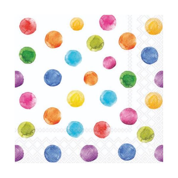 Servietten Cocktail 25x25cm 3-Lagig 20 Servietten bunte Punkte Napkin 25 Polka dots white