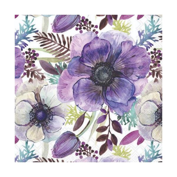 A Servietten Cocktail 25x25cm 3-Lagig 20 Servietten lila Blumen Napkin 25 Purple dream