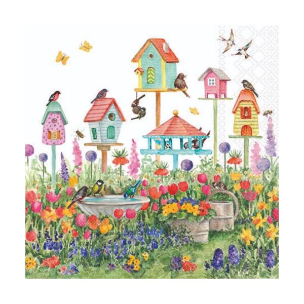 Servietten Cocktail 25x25cm 3-Lagig 20 Servietten Vogelhäuser Napkin 25 Birdhouses