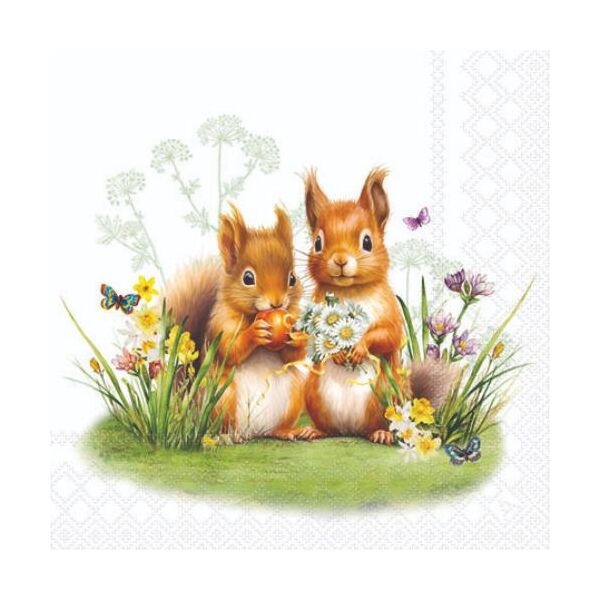 Servietten Cocktail 25x25cm 3-Lagig 20 Servietten Eichhörnchen Napkin 25 Little squirrels