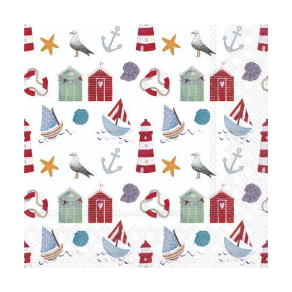 Servietten Cocktail 25x25cm 3-Lagig 20 Servietten Maritime Symbole Napkin 25 Nautical items