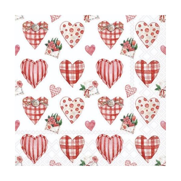 Servietten Cocktail 25x25cm 3-Lagig 20 Servietten Herzen Blumen Valentinstag Muttertag Liebe Napkin 25 Lovely hearts