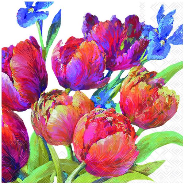 Servietten Lunch 33x33cm 3-Lagig 20 Servietten Tulpenstrauß Napkin 33 Tulips of joy