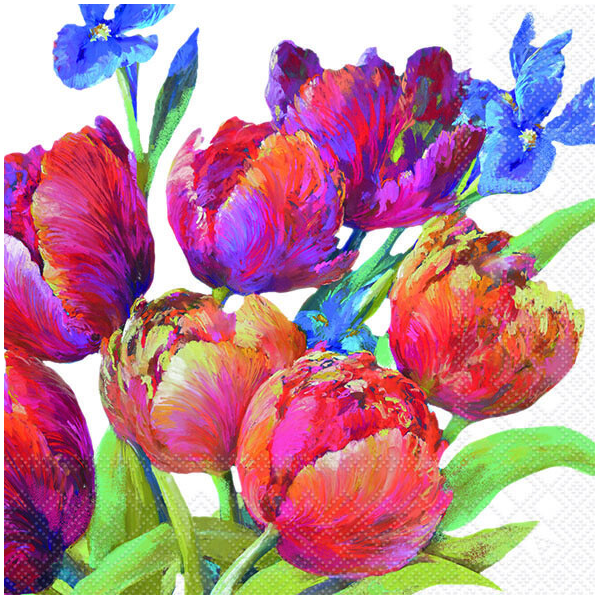 Servietten Lunch 33x33cm 3-Lagig 20 Servietten Tulpenstrauß Napkin 33 Tulips of joy