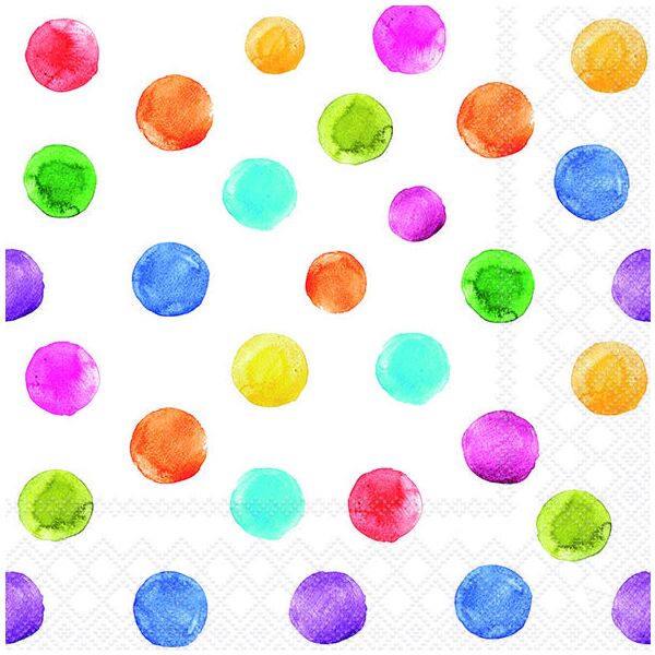 Servietten Lunch 33x33cm 3-Lagig 20 Servietten bunte Punkte Napkin 33 Polka dots white