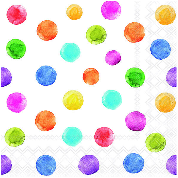 Servietten Lunch 33x33cm 3-Lagig 20 Servietten bunte Punkte Napkin 33 Polka dots white