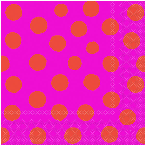 Servietten Lunch 33x33cm 3-Lagig 20 Servietten Punkte orange pink Napkin 33 Polka dots orange/pink