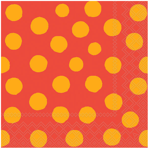 Servietten Lunch 33x33cm 3-Lagig 20 Servietten Punkte gelb orange Napkin 33 Polka dots yellow/orange